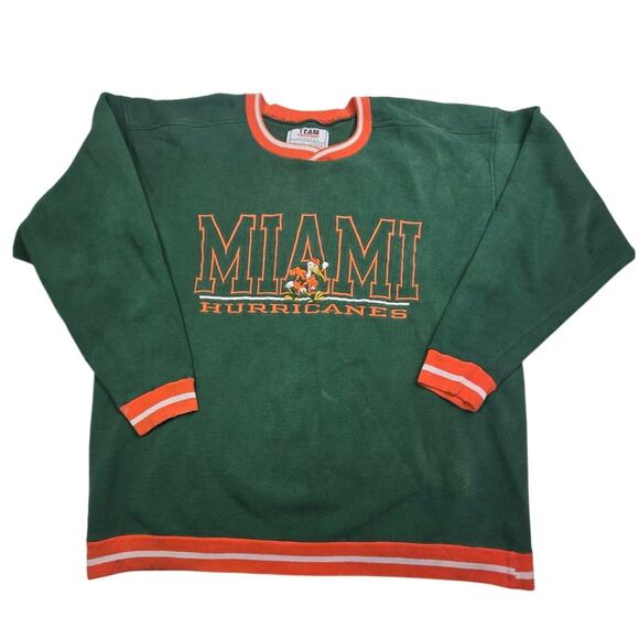 Team Edition Apparel Miami Hurricanes Embroidered Logo Vintage Crew Neck - Picture 1 of 10